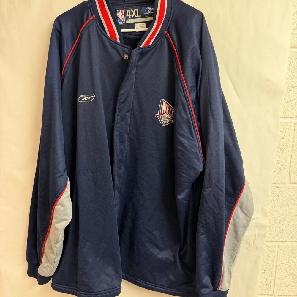 Reebok VTG‎ Retro New Jersey Nets Basketball Jacket 4XL Snap Player Issued Warm